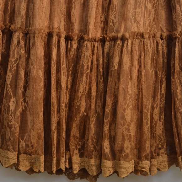 Brown Lace 3 tier Skirt SZ 16 - Picture 4 of 8